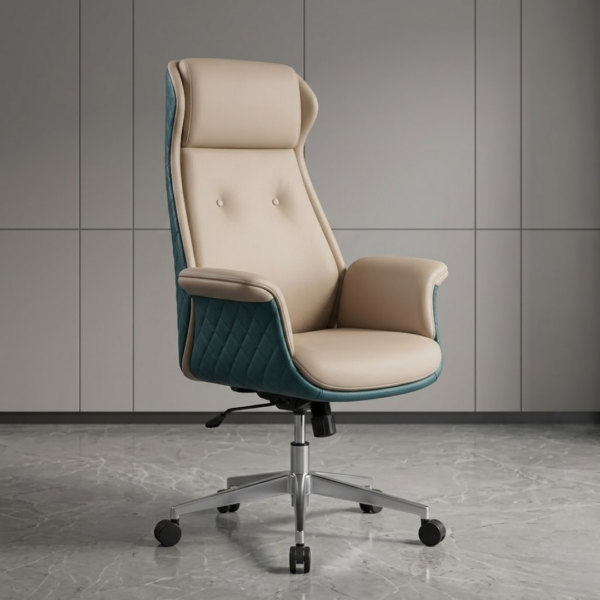Contemporary Manager's Chair with Chrome Base and Diamond Stitching