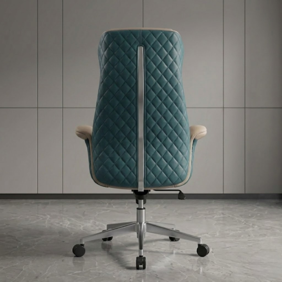 Contemporary Manager's Chair with Chrome Base and Diamond Stitching