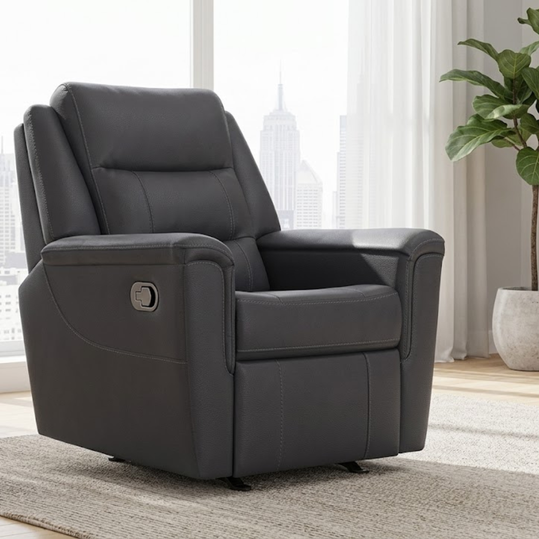 Bello | Contemporary Manual Recliner in Soft Charcoal Fabric