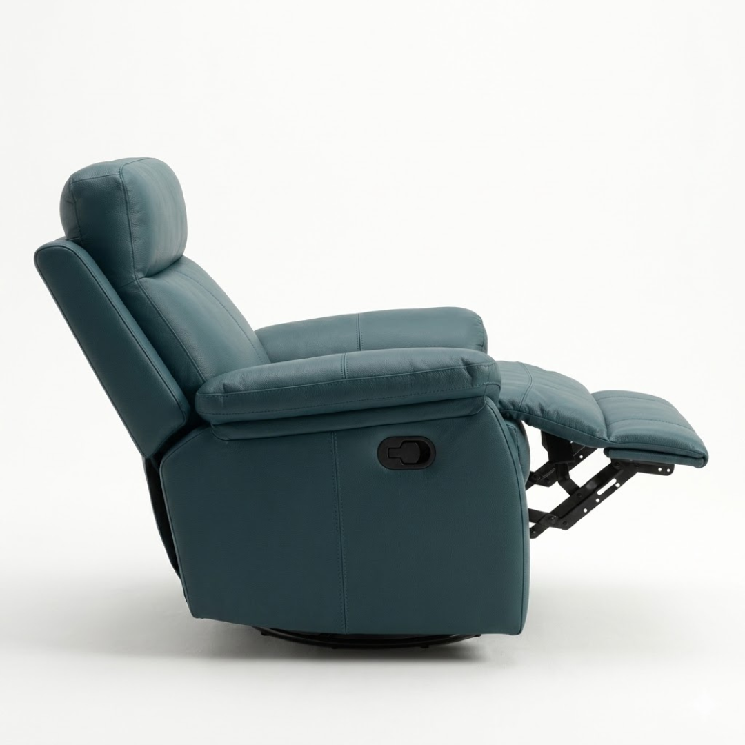 Lazino | Premium Manual Recliner in Deep Teal Leatherette