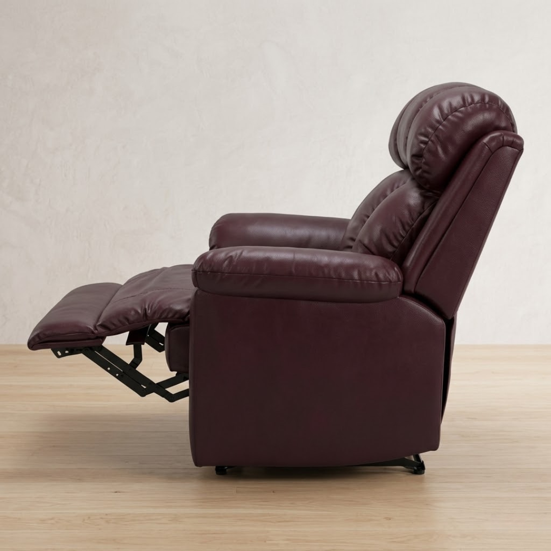 Premium Manual Recliner in Deep Burgundy Leatherette