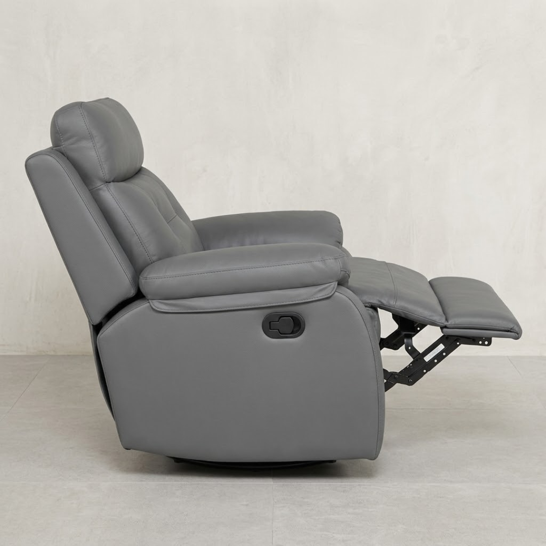 Premium Manual Recliner in Slate Grey Leatherette