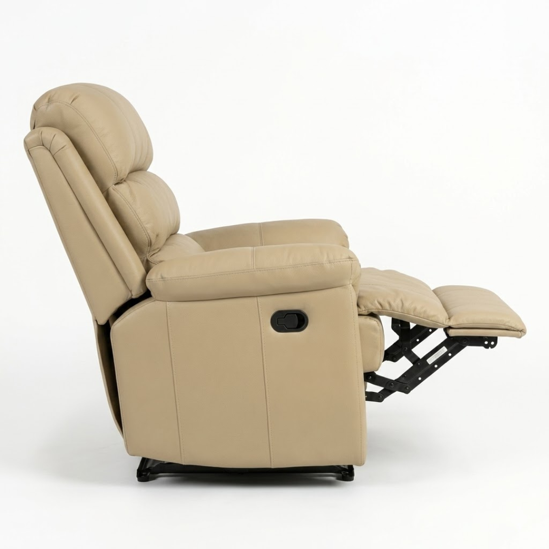 Premium Power Recliner in Desert Sand Leatherette