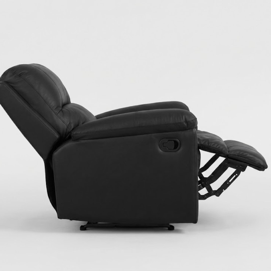 Spino | Premium Manual Recliner in Midnight Black with Contrast Stitching