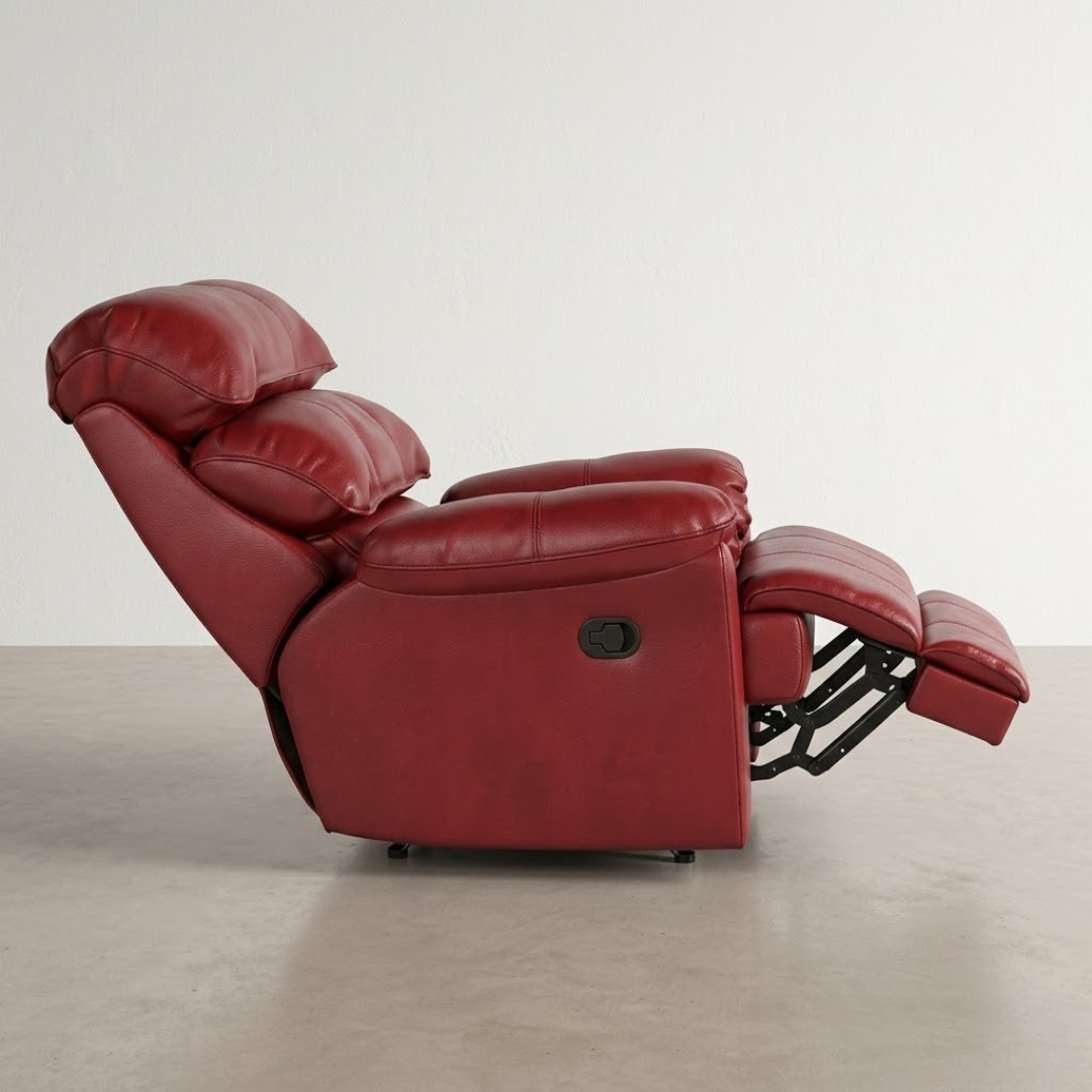 Style – 208 | Luxury Manual Recliner in Vibrant Crimson Leatherette