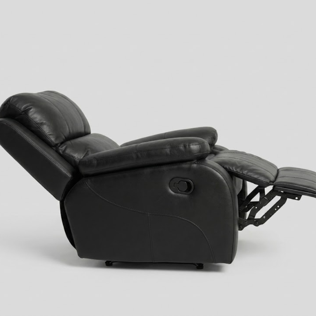 Style – Cheer | Manual 2R (Rocker + Recliner) in Midnight Black Leatherette