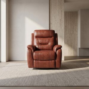 Joy | Premium Manual Recliner in Half Leather - Tan