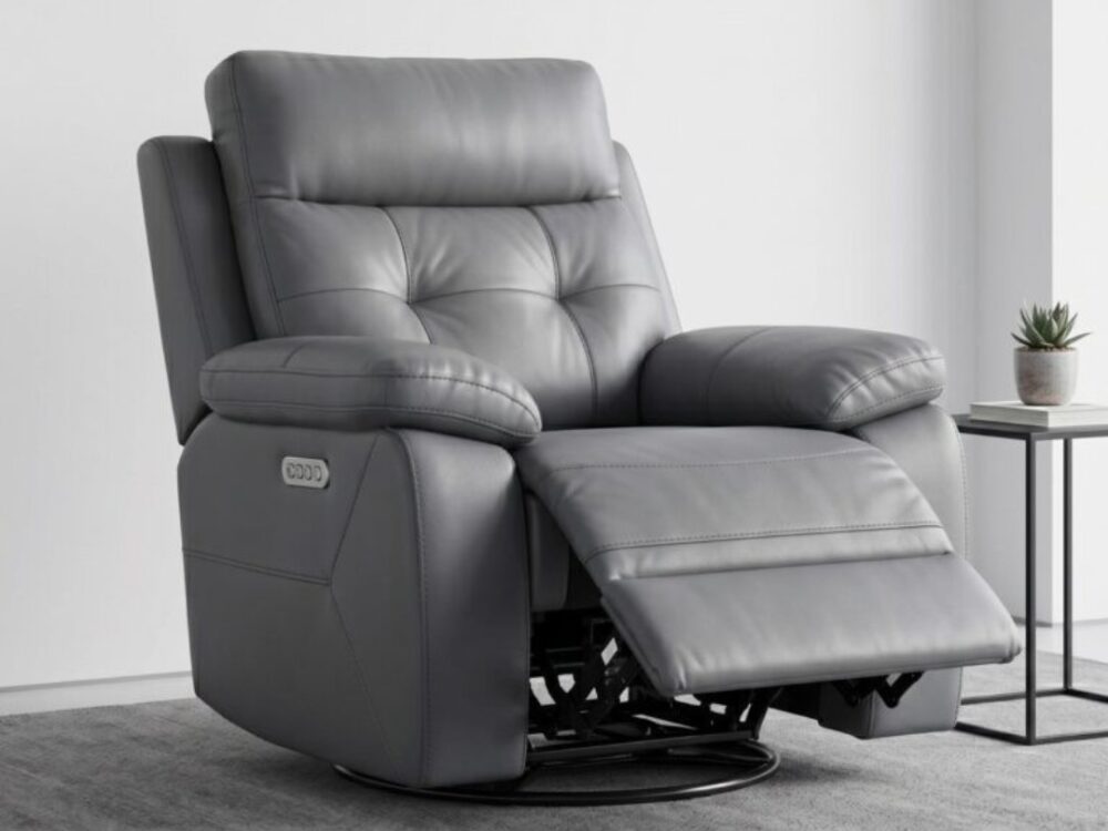 Premium Manual Recliner in Slate Grey Leatherette