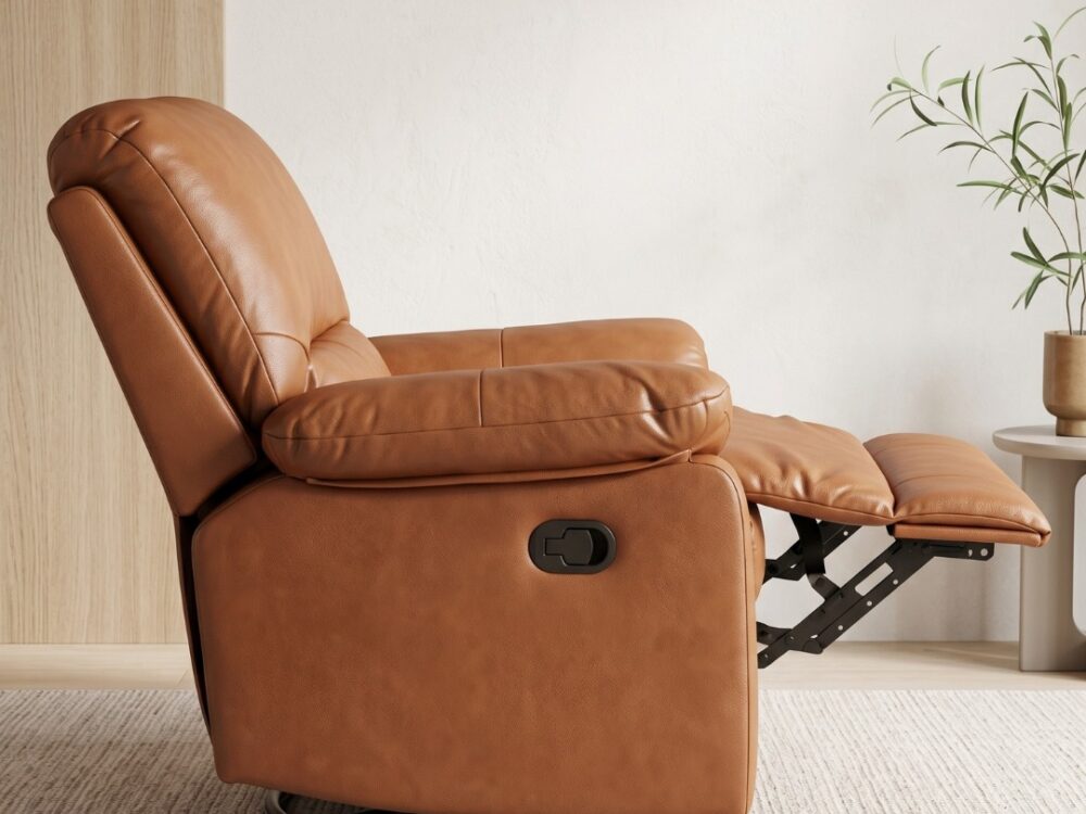 Recliners India Style – Aversa Manual Recliner | Premium Brown PVC Leatherette
