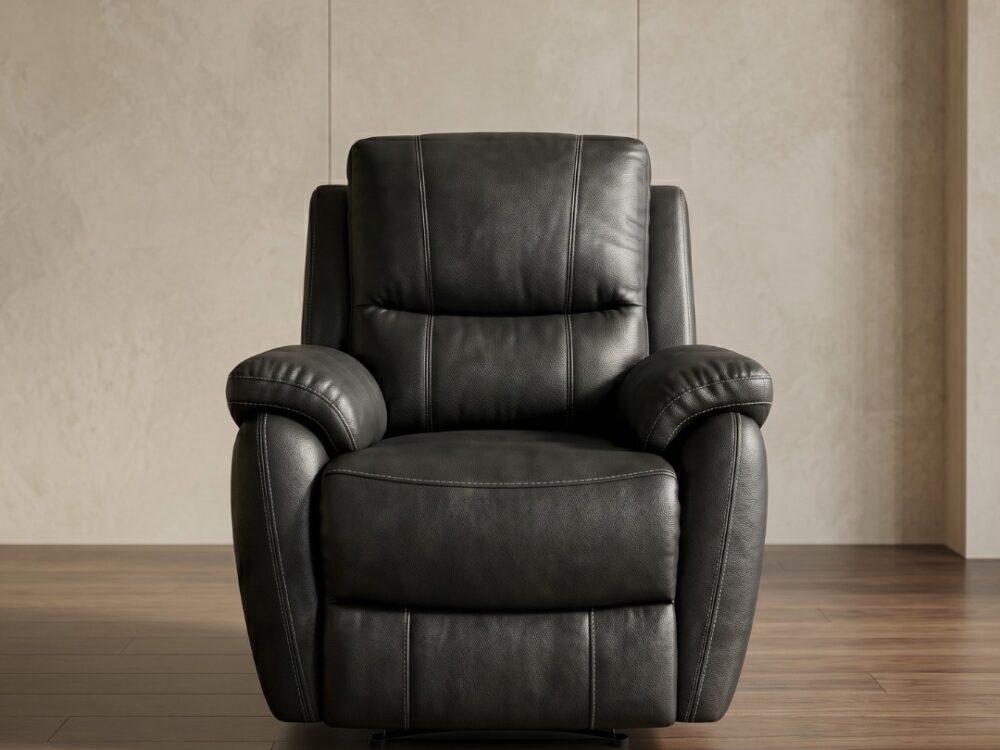 Spino | Premium Manual Recliner in Midnight Black with Contrast Stitching