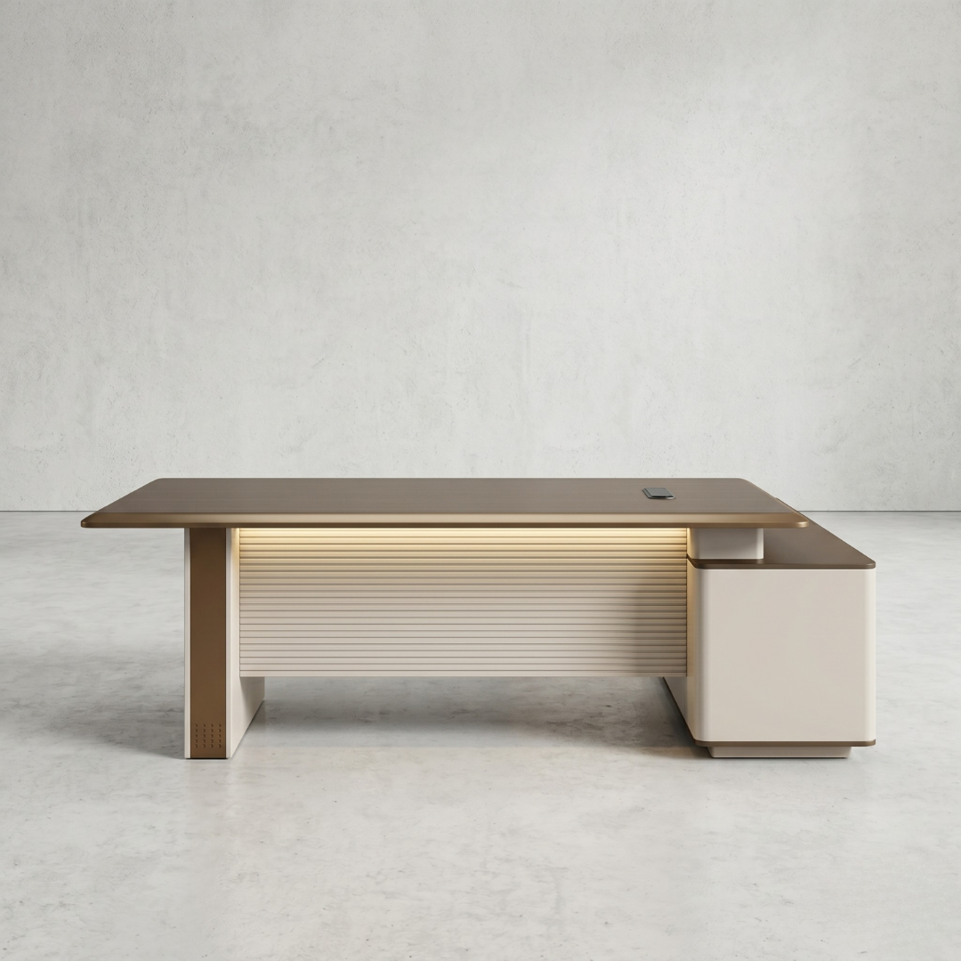 Director Series Executive Desk with Integrated Cabinet